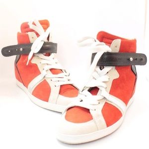 BARBARA BUI #11070 Red Black Suede Sneakers